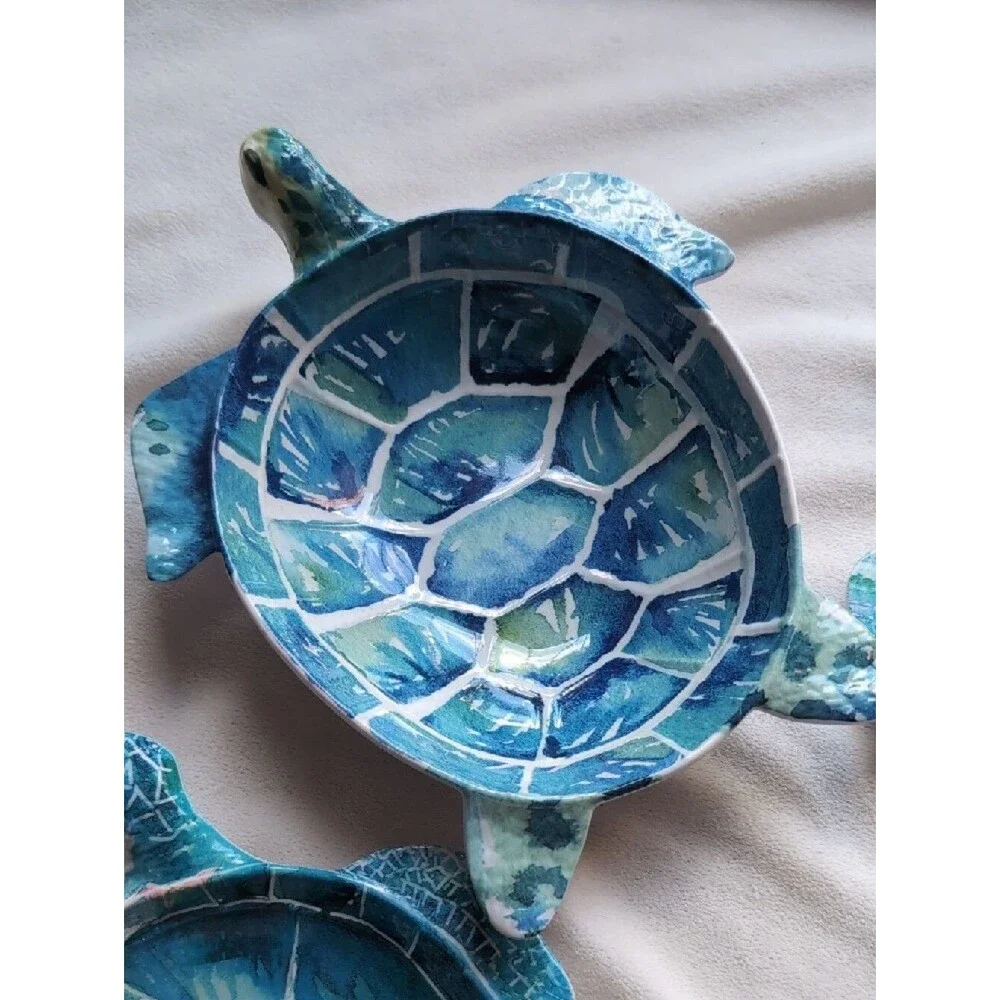 Pier 1 Melamine Sea Turtle 3 Plates And Bowl Set Coastal Decor